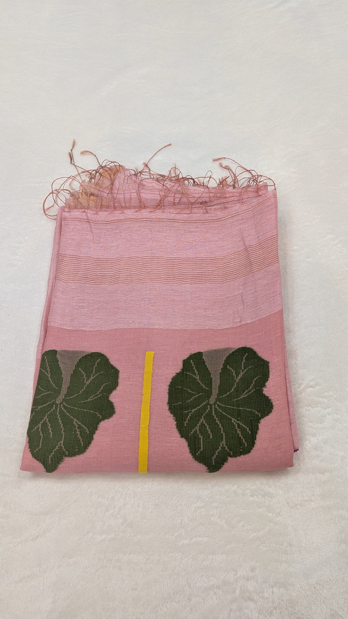 Swan Lotus Motif Handwoven Saree — Blush pink